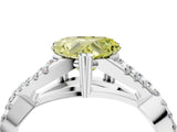 White gold Fancy Yellow Heart Cut Diamond Solitaire Ring with Four-Prong Setting and Twisted Pavé Band_69