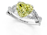 White gold Fancy Yellow Heart Cut Diamond Solitaire Ring with Four-Prong Setting and Twisted Pavé Band_70