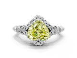 White gold Fancy Yellow Heart Cut Diamond Solitaire Ring with Hidden Halo and Pavé Band_39