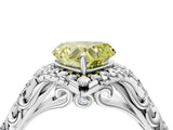 White gold Fancy Yellow Heart Cut Diamond Solitaire Ring with Hidden Halo and Pavé Band_43