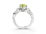 White gold Fancy Yellow Heart Cut Diamond Solitaire Ring with Milgrain Pavé Band and Four-Prong Setting_244