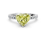 White gold Fancy Yellow Heart Cut Diamond Solitaire Ring with Pavé Band and Four-Prong Setting_86