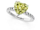 White gold Fancy Yellow Heart Cut Diamond Solitaire Ring with Pavé Band and Four-Prong Setting_87