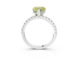 White gold Fancy Yellow Heart Cut Diamond Solitaire Ring with Pavé Band and Four-Prong Setting_89