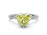 White gold Fancy Yellow Heart Cut Diamond Solitaire Ring with Pavé Band and Hidden Halo_77