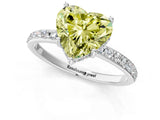 White gold Fancy Yellow Heart Cut Diamond Solitaire Ring with Pavé Band and Hidden Halo_78