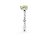 White gold Fancy Yellow Heart Cut Diamond Solitaire Ring with Pavé Band and Hidden Halo_79