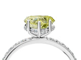 White gold Fancy Yellow Heart Cut Diamond Solitaire Ring with Pavé Band and Hidden Halo_81