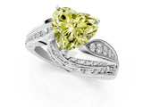White gold Fancy Yellow Heart Cut Diamond Solitaire Ring with Prong Setting and Twisted Pavé Band_1