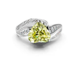 White gold Fancy Yellow Heart Cut Diamond Solitaire Ring with Prong Setting and Twisted Pavé Band_12