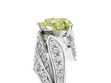 White gold Fancy Yellow Heart Cut Diamond Solitaire Ring with Prong Setting and Twisted Pavé Band_17