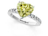 White gold Fancy Yellow Heart Cut Diamond Solitaire Ring with Round  Pavé Band and Four-Prong Setting_61