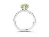 White gold Fancy Yellow Heart Cut Diamond Solitaire Ring with Round  Pavé Band and Four-Prong Setting_63