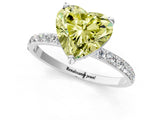 White gold Fancy Yellow Heart Cut Diamond Solitaire Ring with Round  Pavé Band and Prong Setting_148