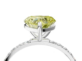 White gold Fancy Yellow Heart Cut Diamond Solitaire Ring with Round  Pavé Band and Prong Setting_151