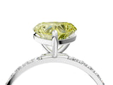 White gold Fancy Yellow Heart Cut Diamond Solitaire Ring with Round  Pavé Band and Prong Setting_160