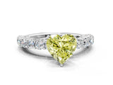 White gold Fancy Yellow Heart Cut Diamond Solitaire Ring with Shared Prong Pavé Band and Four-Prong Setting_70