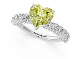 White gold Fancy Yellow Heart Cut Diamond Solitaire Ring with Shared Prong Pavé Band and Four-Prong Setting_71