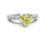 White gold Fancy Yellow Heart Cut Diamond Solitaire Ring with Shared Prong Pavé Band and Four-Prong Setting_82