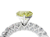White gold Fancy Yellow Heart Cut Diamond Solitaire Ring with Shared Prong Pavé Band and Four-Prong Setting_86