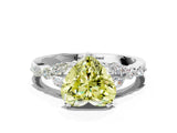 White gold Fancy Yellow Heart Cut Diamond Solitaire Ring with Side Stones and Four-Prong Setting_66