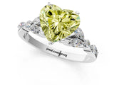 White gold Fancy Yellow Heart Cut Diamond Solitaire Ring with Side Stones and Four-Prong Setting_68