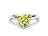 White gold Fancy Yellow Heart Cut Diamond Solitaire Ring with Six-Prong Setting and Classic Band_273
