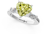 White gold Fancy Yellow Heart  Cut Diamond Solitaire Ring with Tapered Baguette Accents and Four-Prong Setting_88