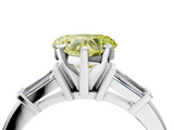 White gold Fancy Yellow Heart  Cut Diamond Solitaire Ring with Tapered Baguette Accents and Four-Prong Setting_89