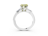 White gold Fancy Yellow Heart  Cut Diamond Solitaire Ring with Tapered Baguette Accents and Four-Prong Setting_90