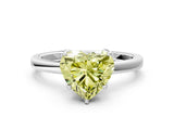 White gold Fancy Yellow Heart Cut Diamond Solitaire Ring with Thin Band and Prong Setting_15