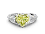 White gold Fancy Yellow Heart Cut Diamond Solitaire Ring with Three-Row Pavé Band and Four-Prong Setting_48