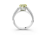 White gold Fancy Yellow Heart Cut Diamond Solitaire Ring with Three-Row Pavé Band and Four-Prong Setting_52