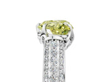 White gold Fancy Yellow Heart Cut Diamond Solitaire Ring with Three-Row Pavé Band and Four-Prong Setting_53