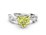 White gold Fancy Yellow Heart Cut Diamond Solitaire Ring with Twisted Band and Prong Setting_285