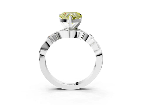 White gold Fancy Yellow Heart Cut Diamond Solitaire Ring with Twisted Band and Prong Setting_294