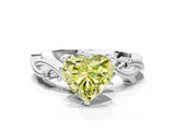White gold Fancy Yellow Heart Cut Diamond Solitaire Ring with Twisted Band and Prong Setting_297