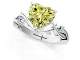 White gold Fancy Yellow Heart Cut Diamond Solitaire Ring with Twisted Band and Prong Setting_310