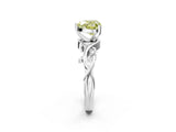 White gold Fancy Yellow Heart Cut Diamond Solitaire Ring with Twisted Band and Prong Setting_311
