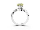 White gold Fancy Yellow Heart Cut Diamond Solitaire Ring with Twisted Band and Prong Setting_312