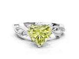White gold Fancy Yellow Heart Cut Diamond Solitaire Ring with Twisted Band and Prong Setting_315