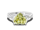 White gold Fancy Yellow Heart Cut Diamond Solitaire Twist Band Prong Setting Ring_115