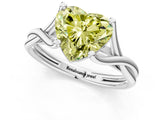 White gold Fancy Yellow Heart Cut Diamond Solitaire Twist Band Prong Setting Ring_116
