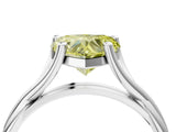 White gold Fancy Yellow Heart Cut Diamond Solitaire Twist Band Prong Setting Ring_119