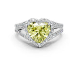 White gold Fancy Yellow Heart Cut Diamond Split Shank Halo Ring with Four-Prong Setting_87