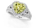 White gold Fancy Yellow Heart Cut Diamond Split Shank Halo Ring with Four-Prong Setting_89