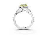 White gold Fancy Yellow Heart Cut Diamond Split Shank Halo Ring with Four-Prong Setting_90