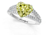 White gold Fancy Yellow Heart Cut Diamond Split Shank Pavé Engagement Ring with Four-Prong Setting_103
