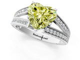 White gold Fancy Yellow Heart Cut Diamond Split Shank Ring with Pavé Band and Four-Prong Setting_76