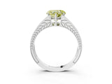 White gold Fancy Yellow Heart Cut Diamond Split Shank Ring with Pavé Band and Four-Prong Setting_78